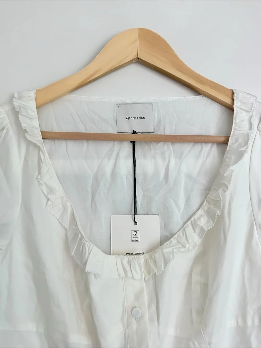 NWT Reformation Janell White Top & Skirt Matching Set Size 6 Cotton